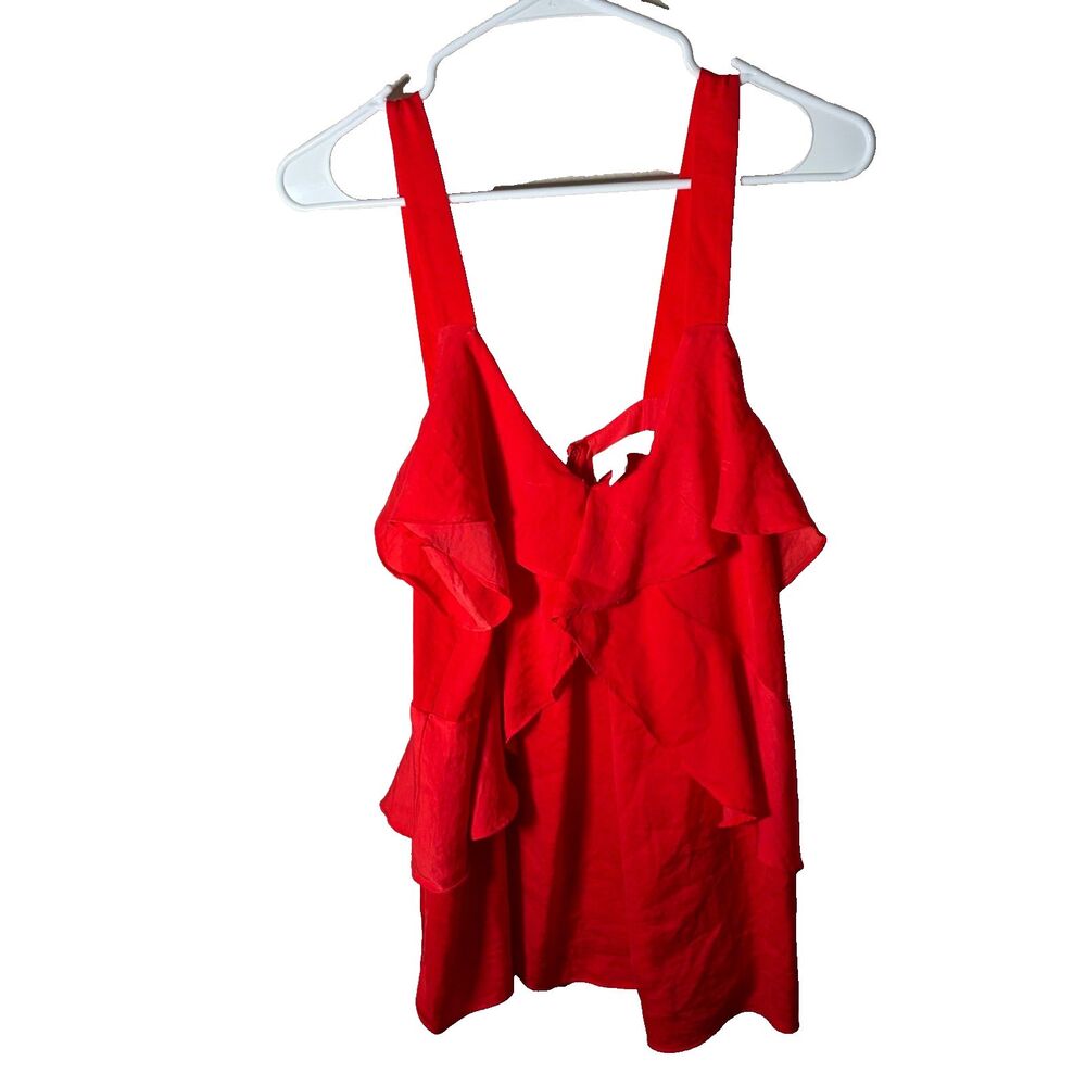 Michael Kors Tank Top Women's Medium V-Neck Sleeveless Ruffle Career Shirt
